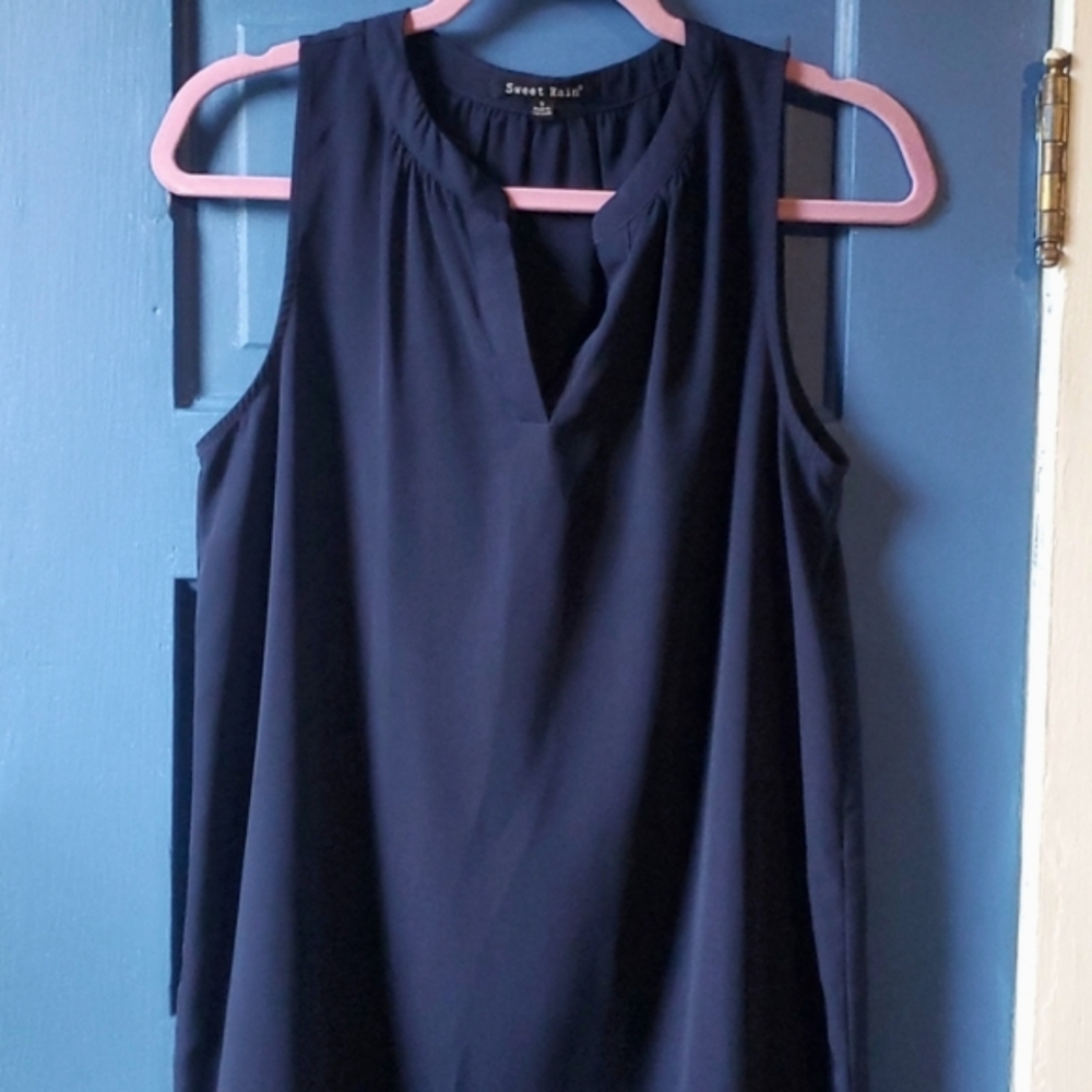 A new light weight blue dress without tags.